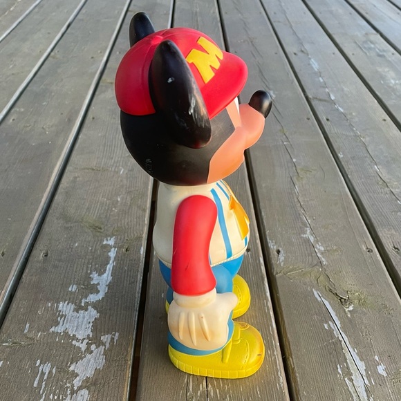 Vintage Disney Mickey Mouse Baseball Mickey 12 Inch Tall Vinyl Posable Toy - Picture 10 of 14